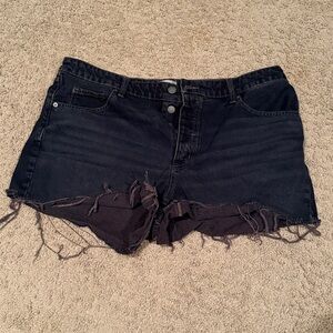 Dark Distressed Denim Shorts